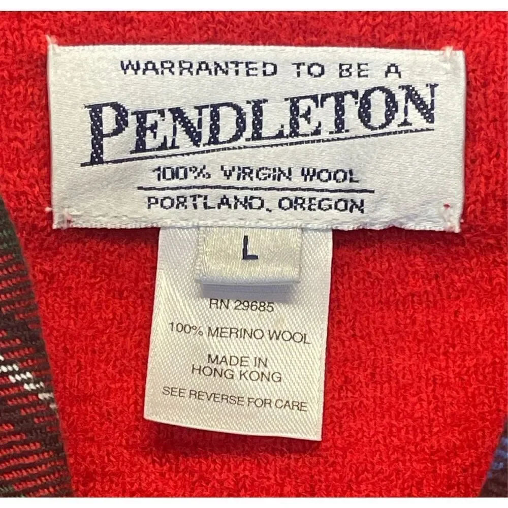 Vintage PENDLETON Jacket‎ Women's Large Bright Red Virgin Wool Full Front Zip